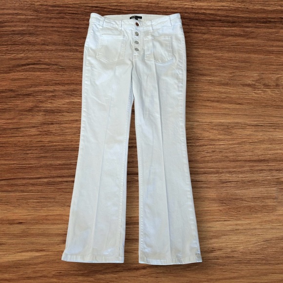 Maje White Slight Flare Leg Double Patch Pockets Button Fly Mid-rise Jean 42(XL) - Picture 3 of 10
